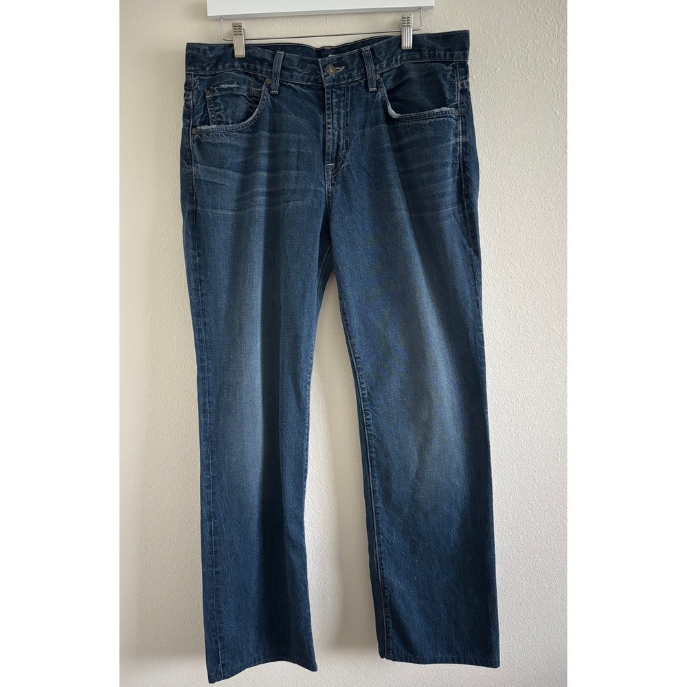 7 For All Mankind Carsen Jean Men 34x31 Dark Blue Straight Leg USA Western Rodeo